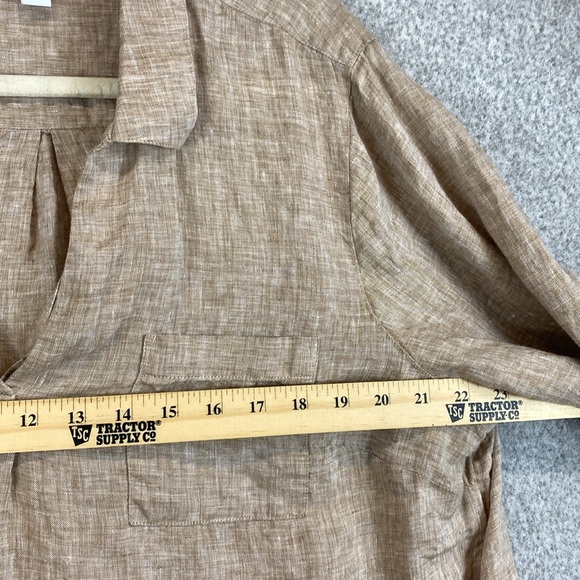 J. Jill love linen cappuccino brown XL roll tab tunic Lagenlook beachy preppy - Picture 3 of 8